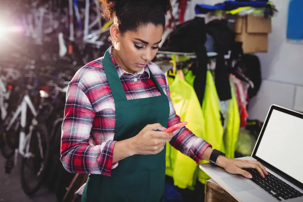 Person working at their business